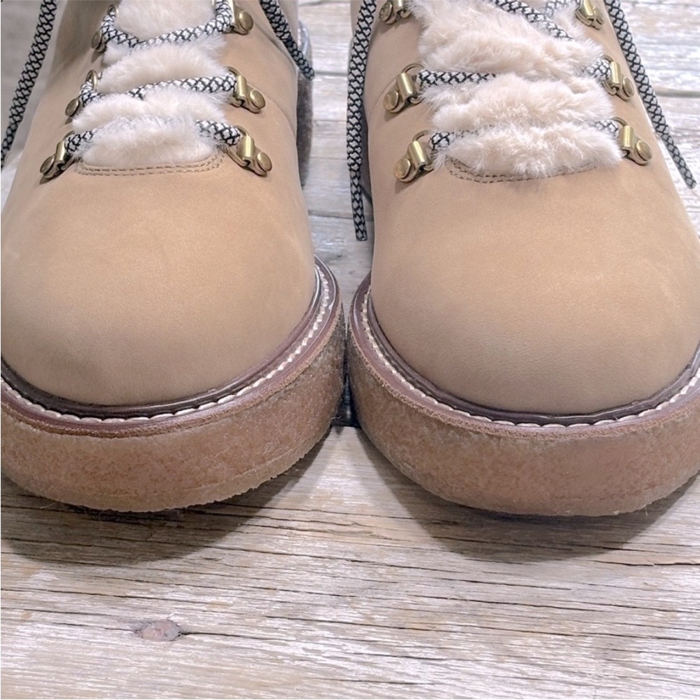 J.Crew Lace-Up Fur Lined Hiking Boots. Women's Sz. 12 Warm | Neutral | Cozy NWOT - Picture 6 of 11